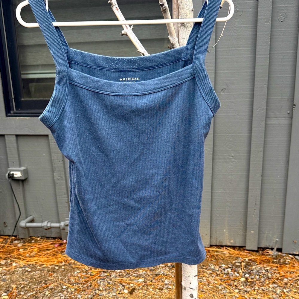 American Eagle Outfitters Ribbed Steel Blue Camisole